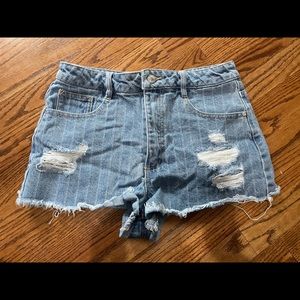 Forever 21 Striped Jean Shorts